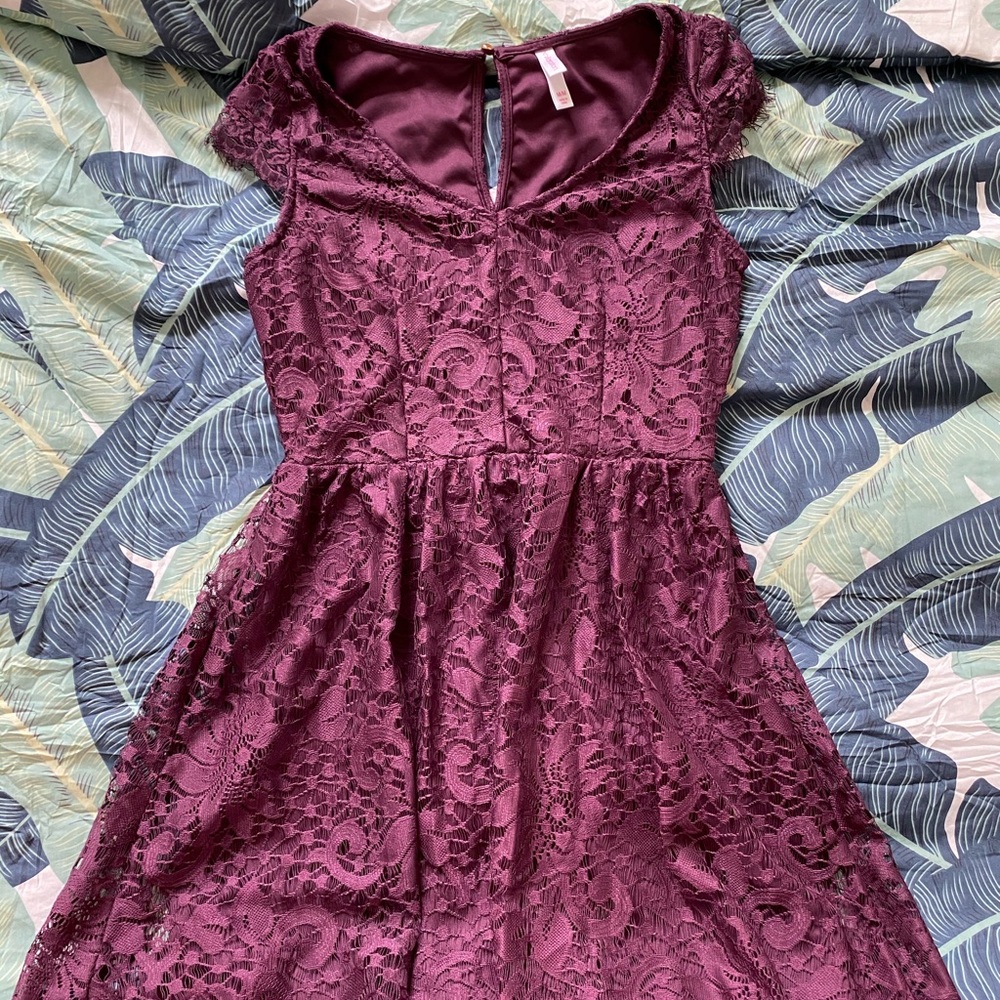 Plum lace party dress